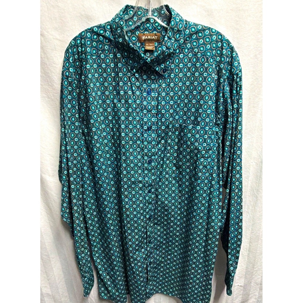 Ariat Mns Ohara Geometric Woven Cotton Button-Down Shirt Mens XL Tall